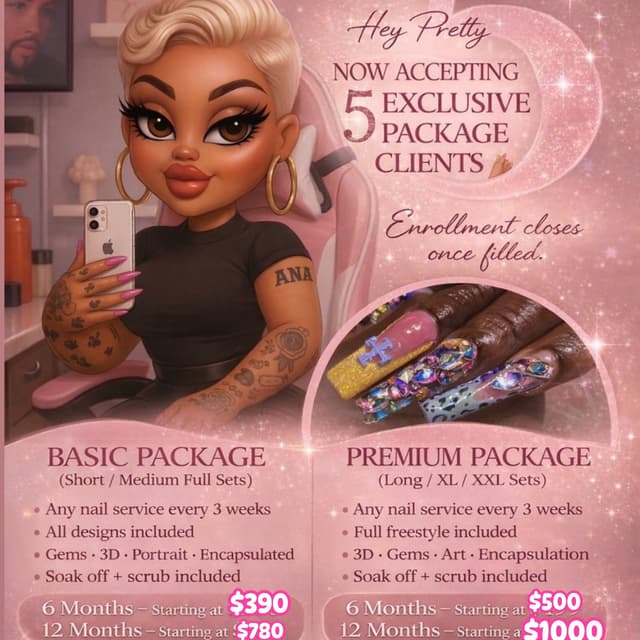 Basic package 1 year at Pretty Herr Nailz in York, PA